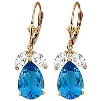 Blue Topaz and White Drop Earrings 13.0ctw in 9ct Gold