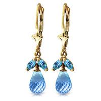 Blue Topaz Snowdrop Briolette Earrings 3.4ctw in 9ct Gold