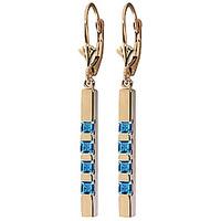 Blue Topaz Bar Drop Earrings 0.7ctw in 9ct Gold