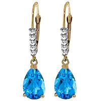 Blue Topaz and Diamond Belle Drop Earrings 3.0ctw in 9ct Gold