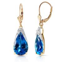 Blue Topaz Snowcap Drop Earrings 12.0ctw in 9ct Gold