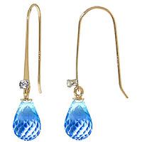 Blue Topaz and Diamond Drop Earrings 1.35ctw in 9ct Gold