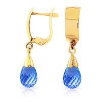 Blue Topaz Teardrop Briolette Earrings 2.5ctw in 9ct Gold