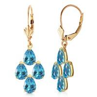 Blue Topaz Drop Earrings 4.5ctw in 9ct Gold