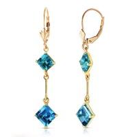 Blue Topaz Two Tier Drop Earrings 3.75ctw in 9ct Gold