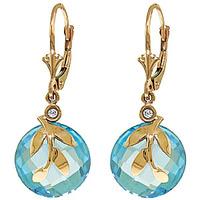 blue topaz and diamond olive leaf drop earrings 106ctw in 9ct gold