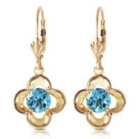 Blue Topaz Corona Drop Earrings 1.1ctw in 9ct Gold