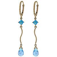 Blue Topaz Twist Drop Earrings 3.5ctw in 9ct Gold