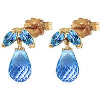 Blue Topaz Snowdrop Briolette Stud Earrings 3.4ctw in 9ct Gold