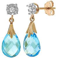 Blue Topaz and Diamond Comet Stud Earrings 6.0ctw in 9ct Gold