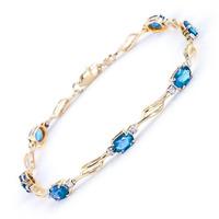 Blue Topaz and Diamond Classic Tennis Bracelet 3.38ctw in 9ct Gold