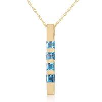 Blue Topaz Bar Pendant Necklace 0.35ctw in 9ct Gold