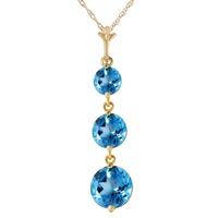 Blue Topaz Trinity Pendant Necklace 3.6ctw in 9ct Gold