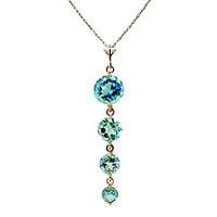 Blue Topaz Quadruplo Pendant Necklace 3.9ctw in 9ct Gold