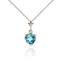 Blue Topaz Heart Pendant Necklace 1.15ct in 9ct Gold