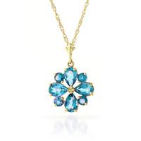 blue topaz sunflower pendant necklace 243ctw in 9ct gold