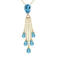 Blue Topaz Comet Tail Pendant Necklace 7.5ctw in 9ct Gold