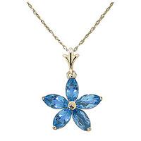 Blue Topaz Flower Star Pendant Necklace 1.4ctw in 9ct Gold