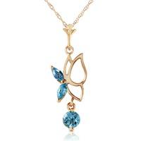 Blue Topaz Butterfly Pendant Necklace 0.18ctw in 9ct Gold