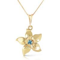 Blue Topaz Flower Star Pendant Necklace 0.1ct in 9ct Gold