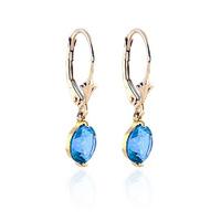 Blue Topaz Drop Earrings 3.1ctw in 9ct Gold