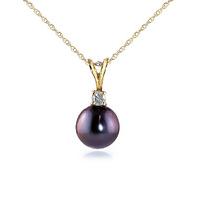 black pearl and diamond pendant necklace 20ct in 9ct gold