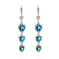 Blue Topaz Triple Heart Drop Earrings 6.0ctw in 9ct White Gold