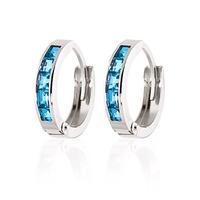 Blue Topaz Huggie Earrings 1.2ctw in 9ct White Gold