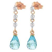 blue topaz and diamond chain droplet earrings 30ctw in 9ct rose gold