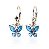 blue topaz butterfly drop earrings 124ctw in 9ct gold