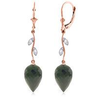 Black Spinel and Diamond Drop Earrings 24.5ctw in 9ct Rose Gold