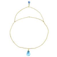 Blue Topaz Briolette Pendant Necklace 7.5ctw in 9ct Gold