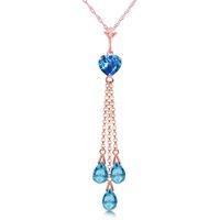 Blue Topaz Comet Tail Heart Pendant Necklace 4.75ctw in 9ct Rose Gold