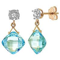 Blue Topaz and Diamond Deflection Stud Earrings 17.5ctw in 9ct Gold