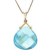 Blue Topaz Elliptical Heart Pendant Necklace 8.5ct in 9ct Gold