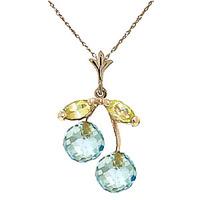 blue topaz and peridot cherry drop pendant necklace 145ctw in 9ct gold