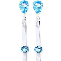 blue topaz bar drop earrings 425ctw in 9ct white gold