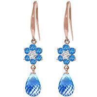 Blue Topaz and Diamond Daisy Chain Drop Earrings 5.45ctw in 9ct Rose Gold