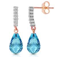 Blue Topaz and Diamond Stem Droplet Earrings 4.5ctw in 9ct Rose Gold