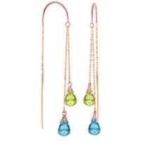 Blue Topaz and Peridot Scintilla Earrings 2.5ctw in 9ct Rose Gold