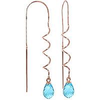 Blue Topaz Spiral Scintilla Briolette Earrings 3.3ctw in 9ct Rose Gold