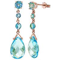 blue topaz pendulum drop earrings 132ctw in 9ct rose gold