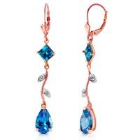 Blue Topaz and Diamond Vine Branch Drop Earrings 3.95ctw in 9ct Rose Gold