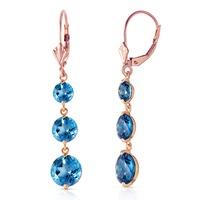 Blue Topaz Trinity Drop Earrings 7.2ctw in 9ct Rose Gold