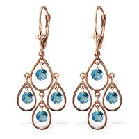 Blue Topaz Quadruplo Milan Drop Earrings 2.4ctw in 9ct Rose Gold