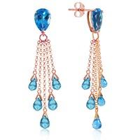 Blue Topaz Comet Tail Drop Earrings 15.5ctw in 9ct Rose Gold