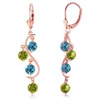 blue topaz and peridot dream catcher drop earrings 494ctw in 9ct rose  ...