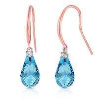 Blue Topaz and Diamond Drop Earrings 4.5ctw in 9ct Rose Gold