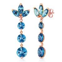 Blue Topaz Petal Drop Earrings 8.7ctw in 9ct Rose Gold