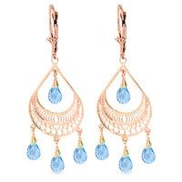 blue topaz mirage briolette drop earrings 675ctw in 9ct rose gold